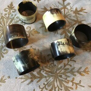 Lot of 6 Vintage Chamonix Horn Napkin Rings - Unique Collectible Napkin Rings